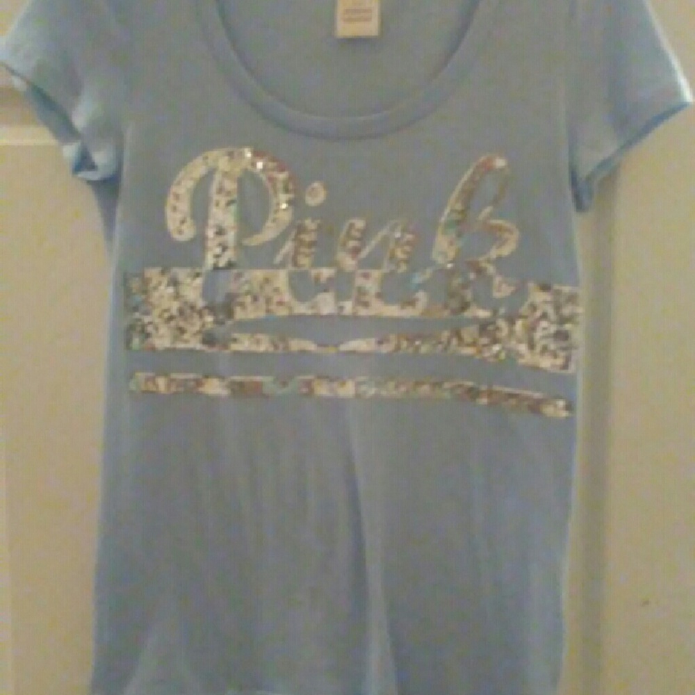 PINK VICTORIAS SECRET BLING SILVER AND BABY BLUE
